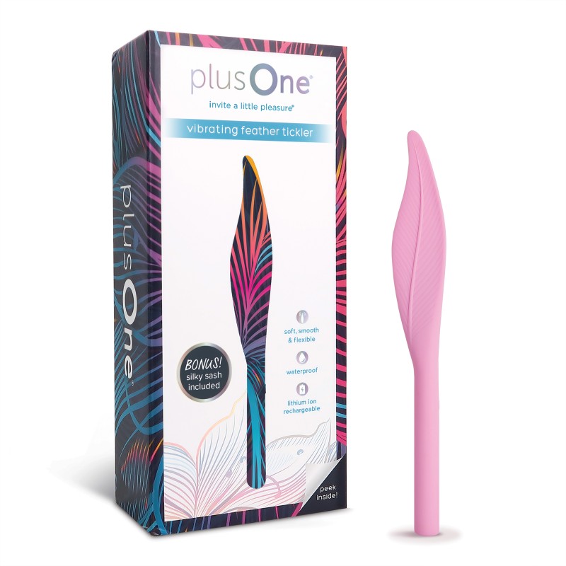 PlusOne Vibrating Feather Tickler with Silky Blindfold Sash